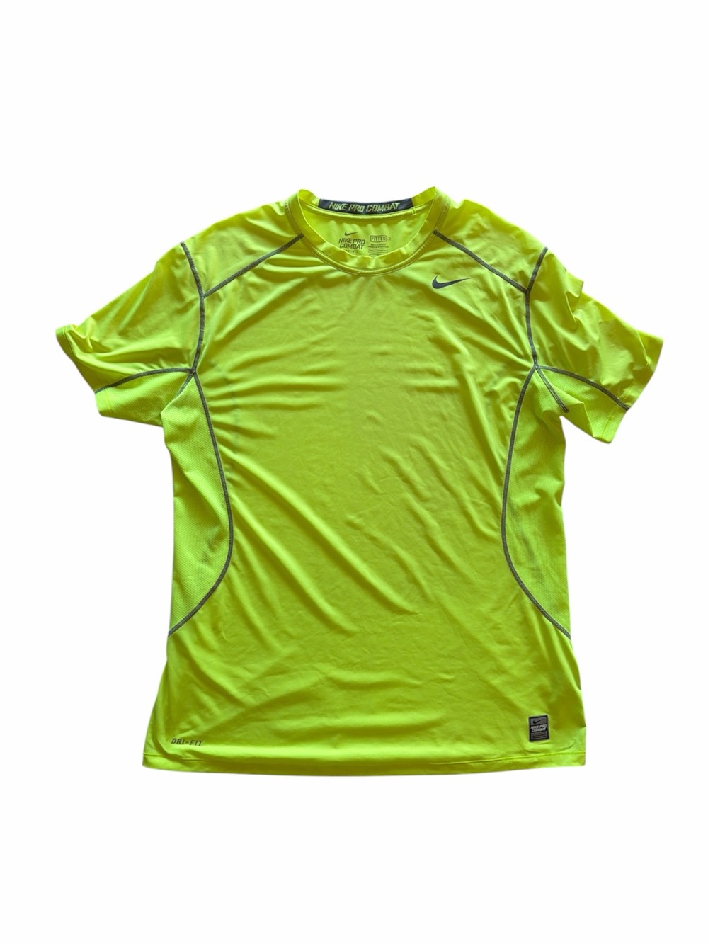 Nike Pro Combat Dri-FIT Compression Training Shirt Men’s XL Volt Yellow
